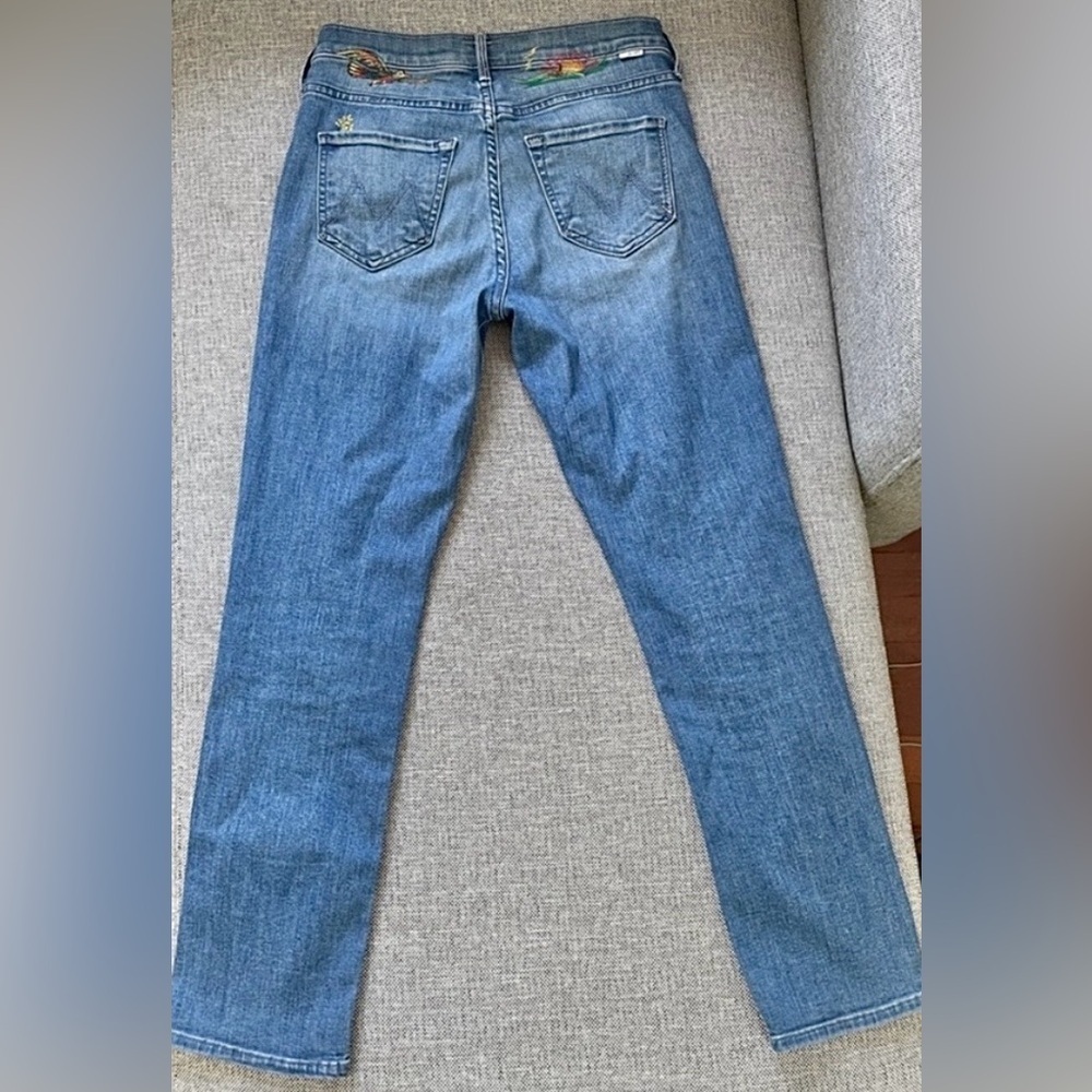 MOTHER Mid Rise Dazzler Ankle Jeans Embroidered Denim 25 Rare - Picture 9 of 16